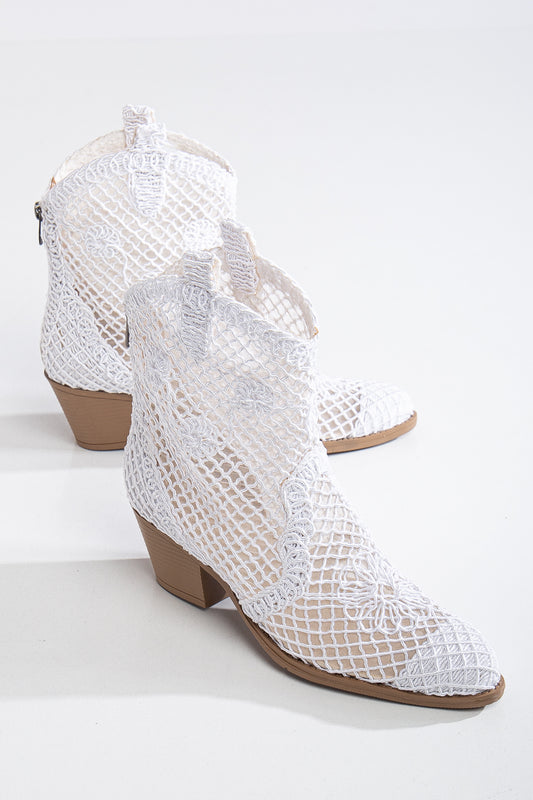 Dantel Kumaş Western Kovboy Kısa Yazlık Bot