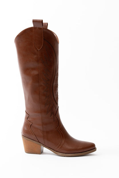 Kadın Siyah Hakiki Deri Nakışlı İçi Yönlü Western Kovboy Cowgirl Bot Çizme