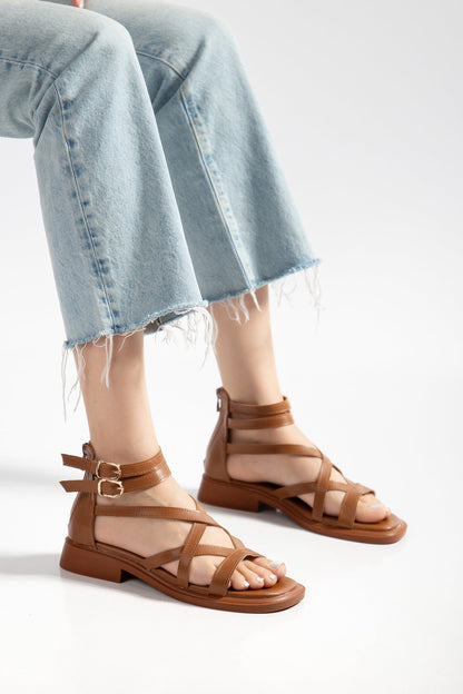 Kadın Bantlı Bağlamalı Bilekten Tokalı Casual Sandalet