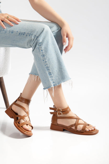 Kadın Bantlı Bağlamalı Bilekten Tokalı Casual Sandalet