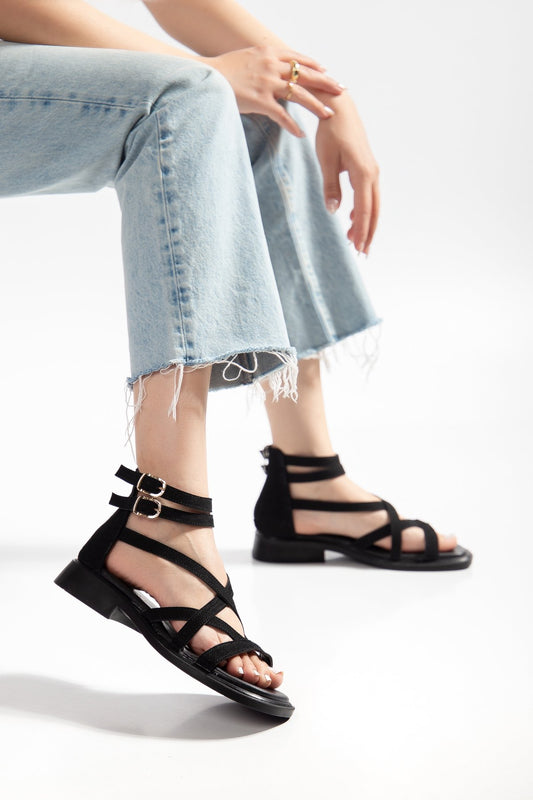 Kadın Bantlı Bağlamalı Bilekten Tokalı Casual Sandalet