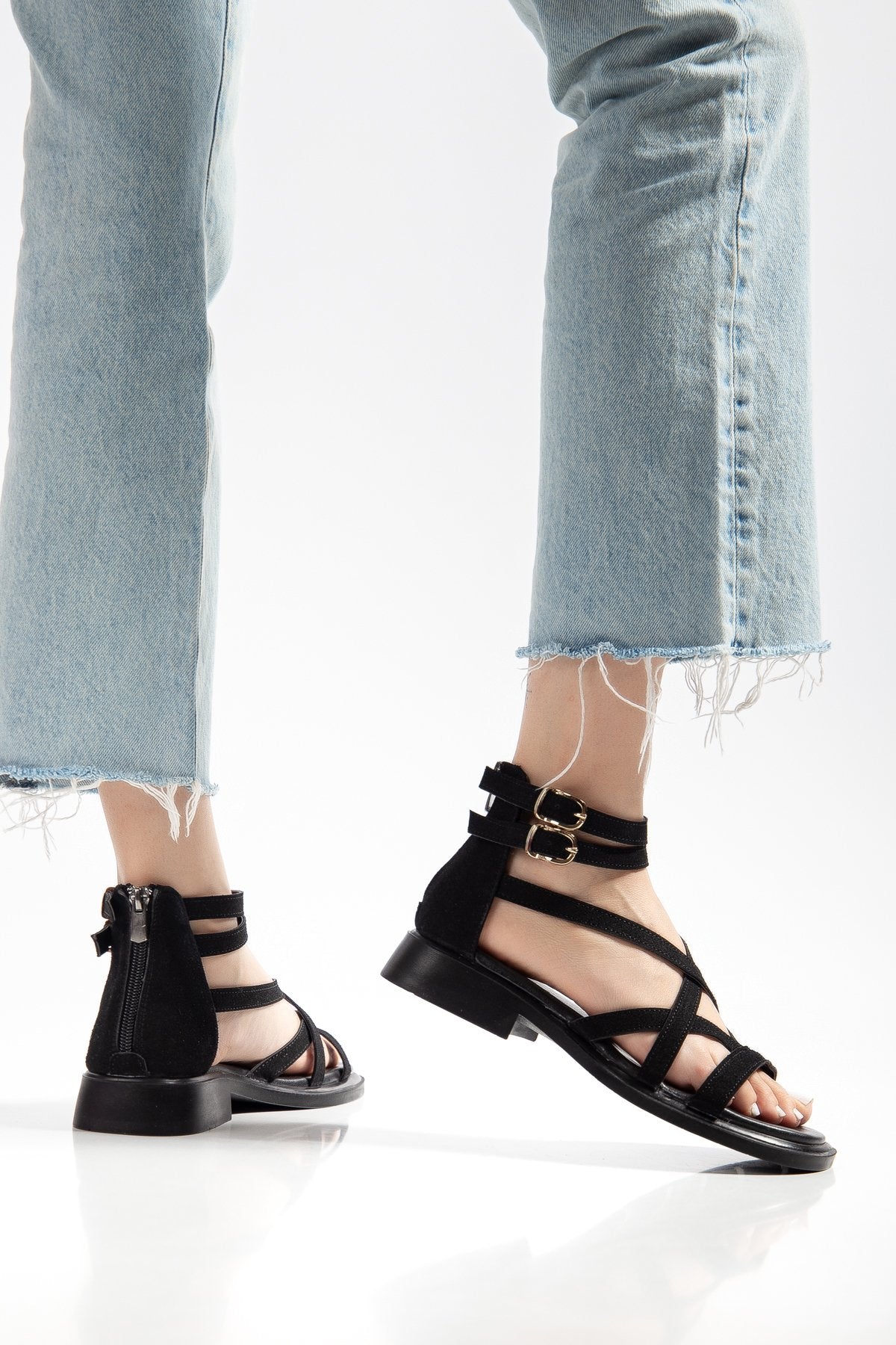 Kadın Bantlı Bağlamalı Bilekten Tokalı Casual Sandalet
