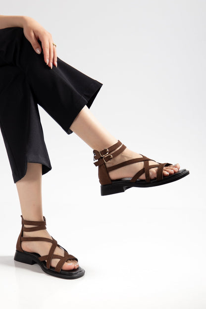 Kadın Bantlı Bağlamalı Bilekten Tokalı Casual Sandalet