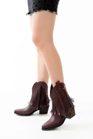 Savannah Fringe - Camel Suni Deri Püsküllü Kadın Bot - Görsel 11
