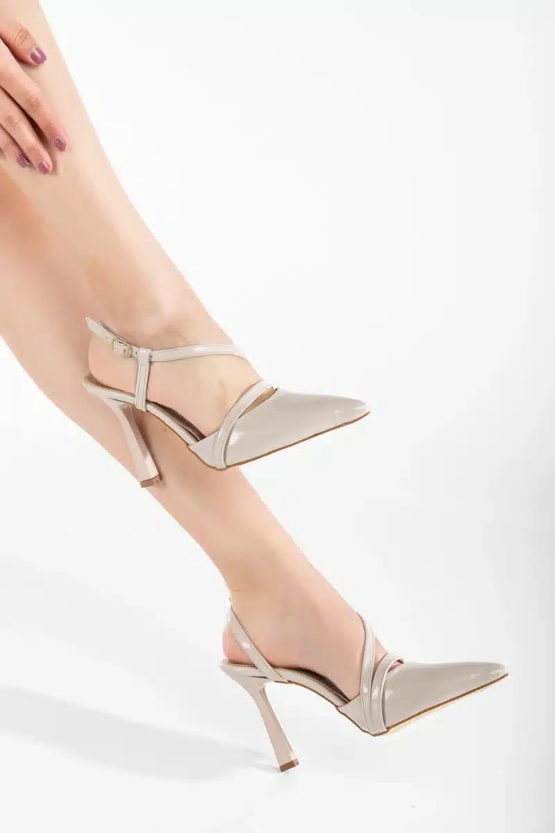 Luxe Straps Suni Deri Sivri Burun Topuklu Ayakkabı – 10 cm - Görsel 7