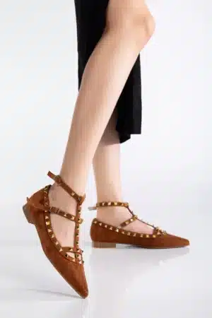Valeria Studs Zımbalı Düz Sivri Burun Ayakkabı - Görsel 9