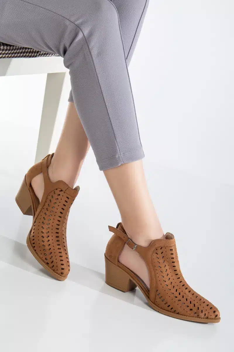 Ms. Sugar Shoes Yazlık Delikli Kalın Topuklu Ayakkabı - Görsel 4