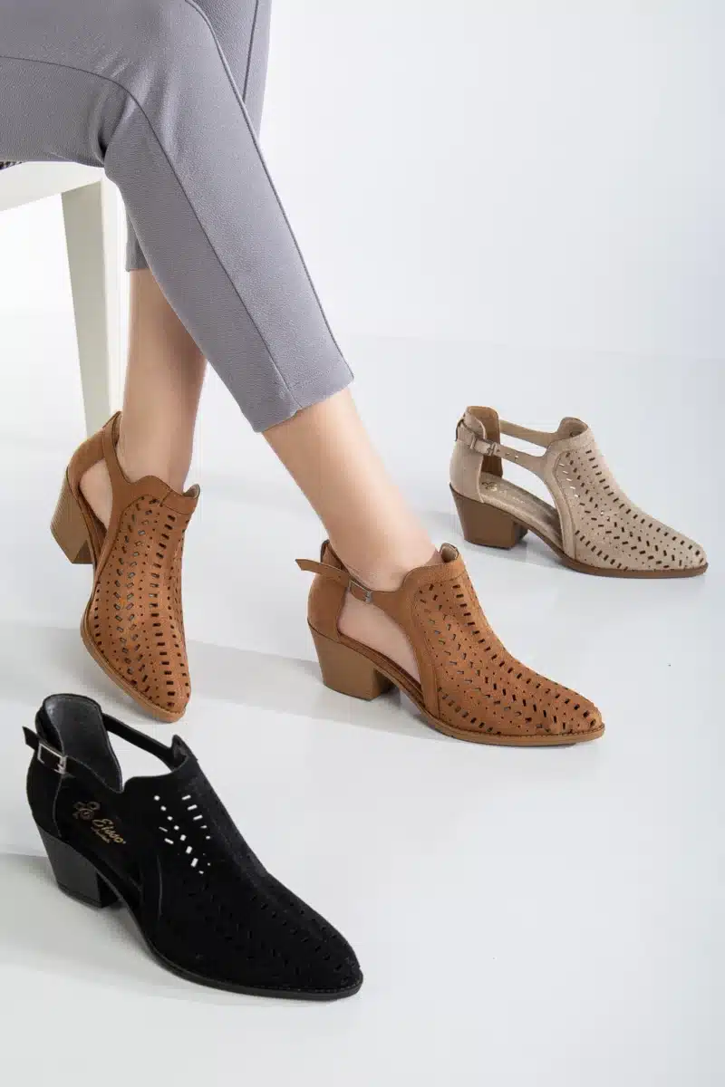 Ms. Sugar Shoes Yazlık Delikli Kalın Topuklu Ayakkabı - Görsel 2
