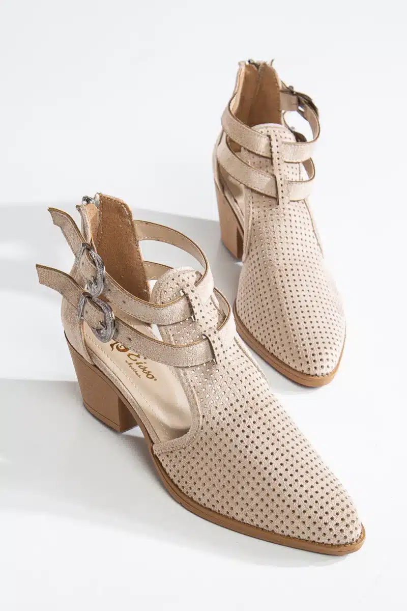 Ms. Sugar Shoes Çift Tokalı File Detaylı Topuklu Ayakkabı - Görsel 11
