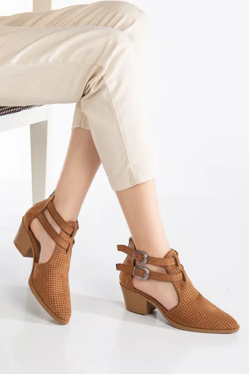 Ms. Sugar Shoes Çift Tokalı File Detaylı Topuklu Ayakkabı - Görsel 4